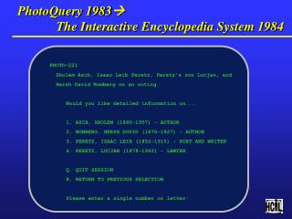 PhotoQuery 1983  The Interactive Encyclopedia System 1984