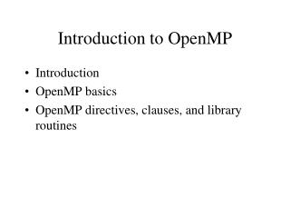 Introduction to OpenMP