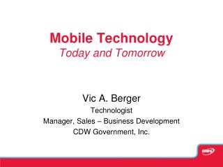 Mobile Technology Today and Tomorrow