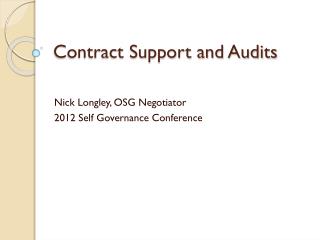 Contract Support and Audits