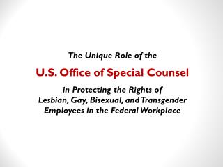 The Unique Role of the U.S. Office of Special Counsel in Protecting the Rights of