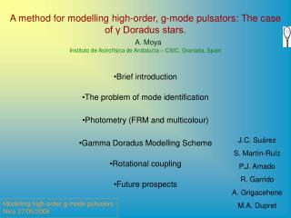 A method for modelling high-order, g-mode pulsators: The case of γ Doradus stars.