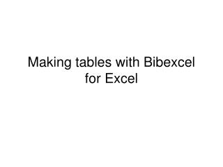 Making tables with Bibexcel for Excel