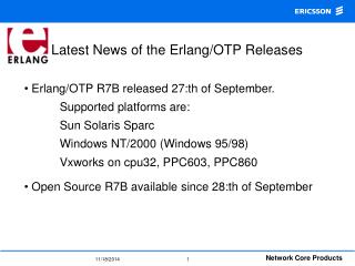 Latest News of the Erlang/OTP Releases