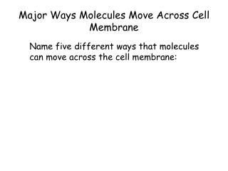 Major Ways Molecules Move Across Cell Membrane