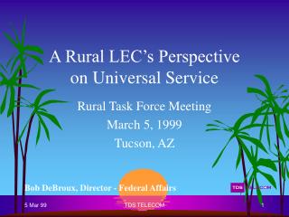 A Rural LEC’s Perspective on Universal Service