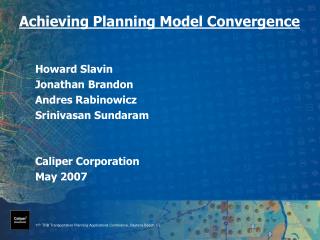 Achieving Planning Model Convergence