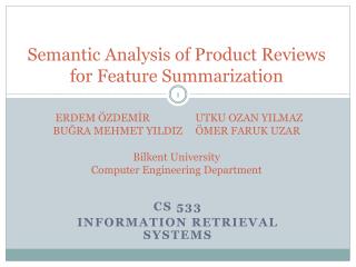 CS 533 Information Retrieval Systems