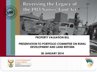 PROPERTY VALUATION BILL PRESENTATION TO PORTFOLIO COMMITTEE ON RURAL DEVELOPMENT AND LAND REFORM