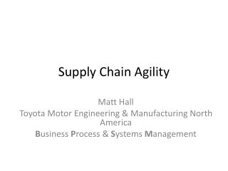 Supply Chain Agility