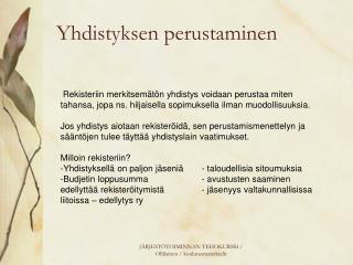 Yhdistyksen perustaminen