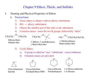 Chapter 9 Ethers, Thiols, and Sulfides