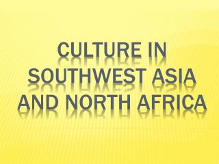 Culture iN southwest Asia and north Africa
