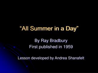 “All Summer in a Day”