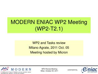 WP2 Review Meeting Milan, October 05, 2011