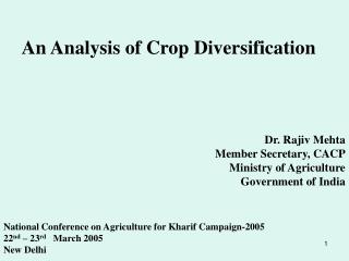 An Analysis of Crop Diversification