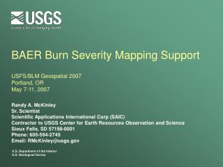 BAER Burn Severity Mapping Support