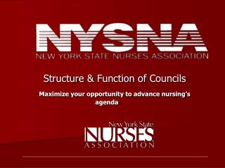 Structure &amp; Function of Councils Maximize your opportunity to advance nursing’s agenda