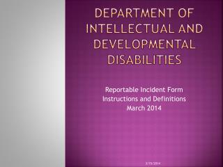 Department of intellectual and developmental disabilities