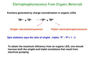 Eletrophosphorescence from Organic Materials