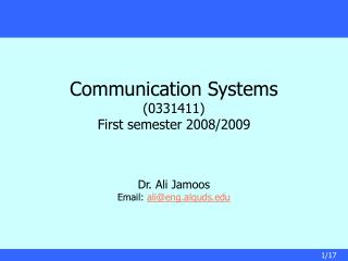 Communication Systems (0331411) First semester 2008/2009