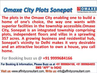 Omaxe City Residential Plots NH-1 Sonepat @ 09999684166