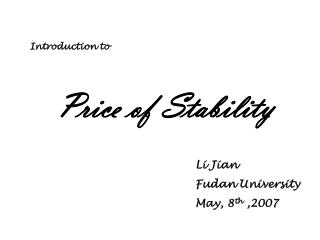 Price of Stability