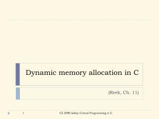 Dynamic memory allocation in C