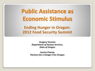 Public Assistance as Economic Stimulus