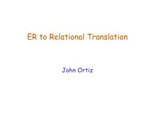 ER to Relational Translation