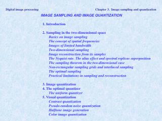 Digital image processing			 Chapter 3. Image sampling and quantization