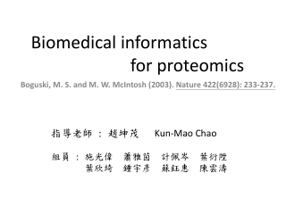 Biomedical informatics for proteomics