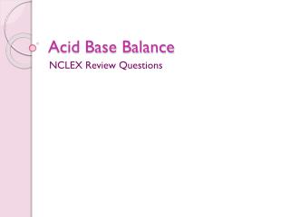 Acid Base Balance