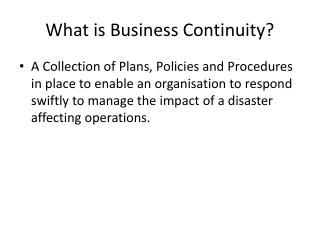 What is Business Continuity?