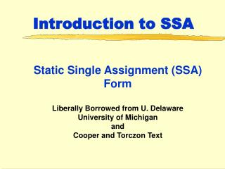 Introduction to SSA