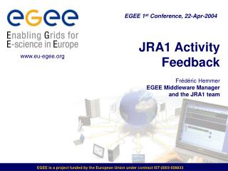 JRA1 Activity Feedback Frédéric Hemmer EGEE Middleware Manager and the JRA1 team