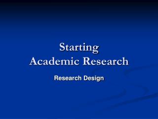 Starting Academic Research