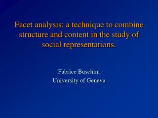 Fabrice Buschini University of Geneva