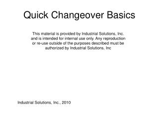 Quick Changeover Basics