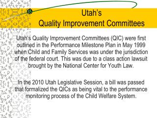 Utah’s Quality Improvement Committees