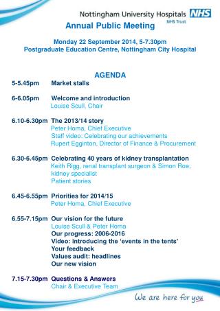 Annual Public Meeting Monday 22 September 2014, 5-7.30pm