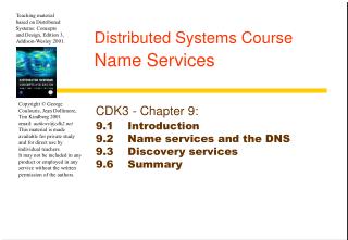 Distributed Systems Course Name Services