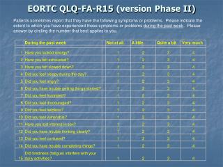 EORTC QLQ-FA-R15 (version Phase II)