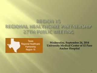 Region 15 Regional Healthcare Partnership 27th Public Meeting