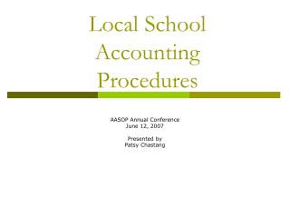Local School Accounting Procedures