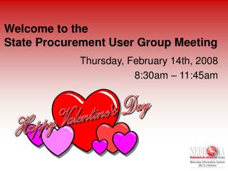 Welcome to the State Procurement User Group Meeting