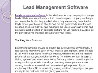 Lead Management Software