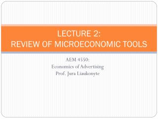 LECTURE 2: REVIEW OF MICROECONOMIC TOOLS
