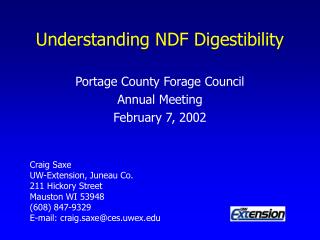 Understanding NDF Digestibility