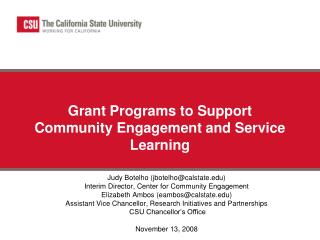 Grant Programs to Support Community Engagement and Service Learning